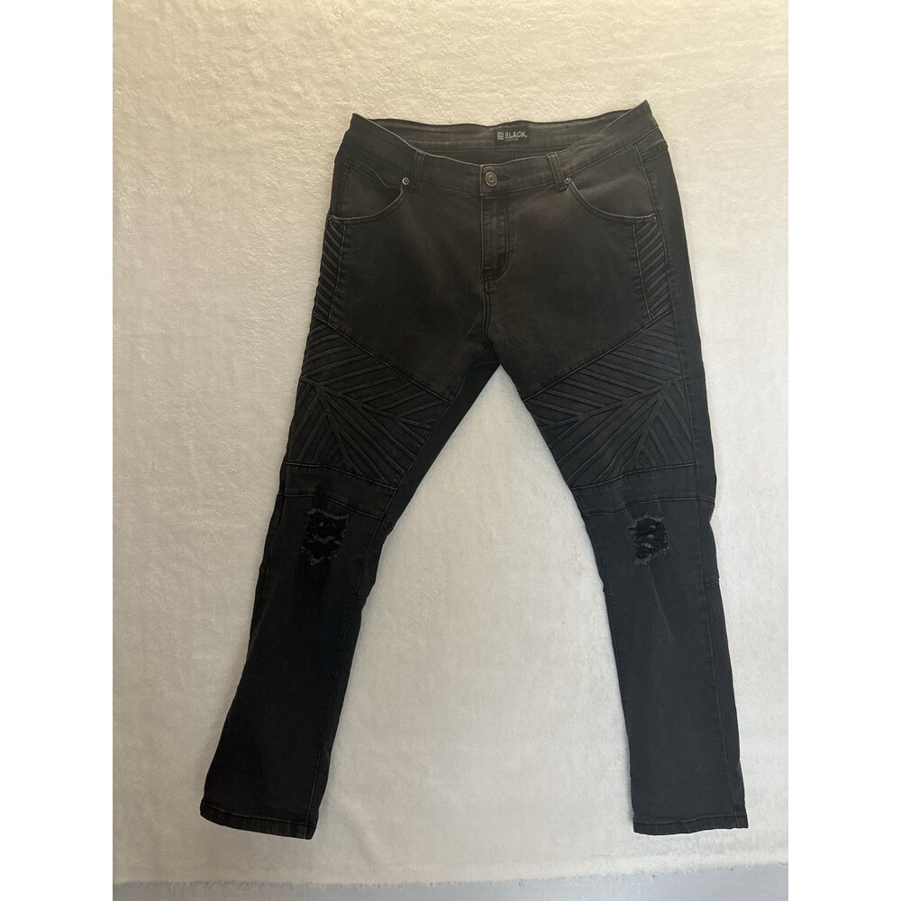 CJ Black Premium Mens Black Skinny Flex Distressed Mid-Rise Jeans 34x30 (8054)